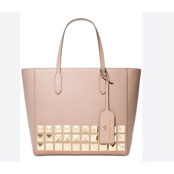 MICHAEL KORS Sinclair East West large studs leather medium tote bag - PINK - Picture 1 of 14